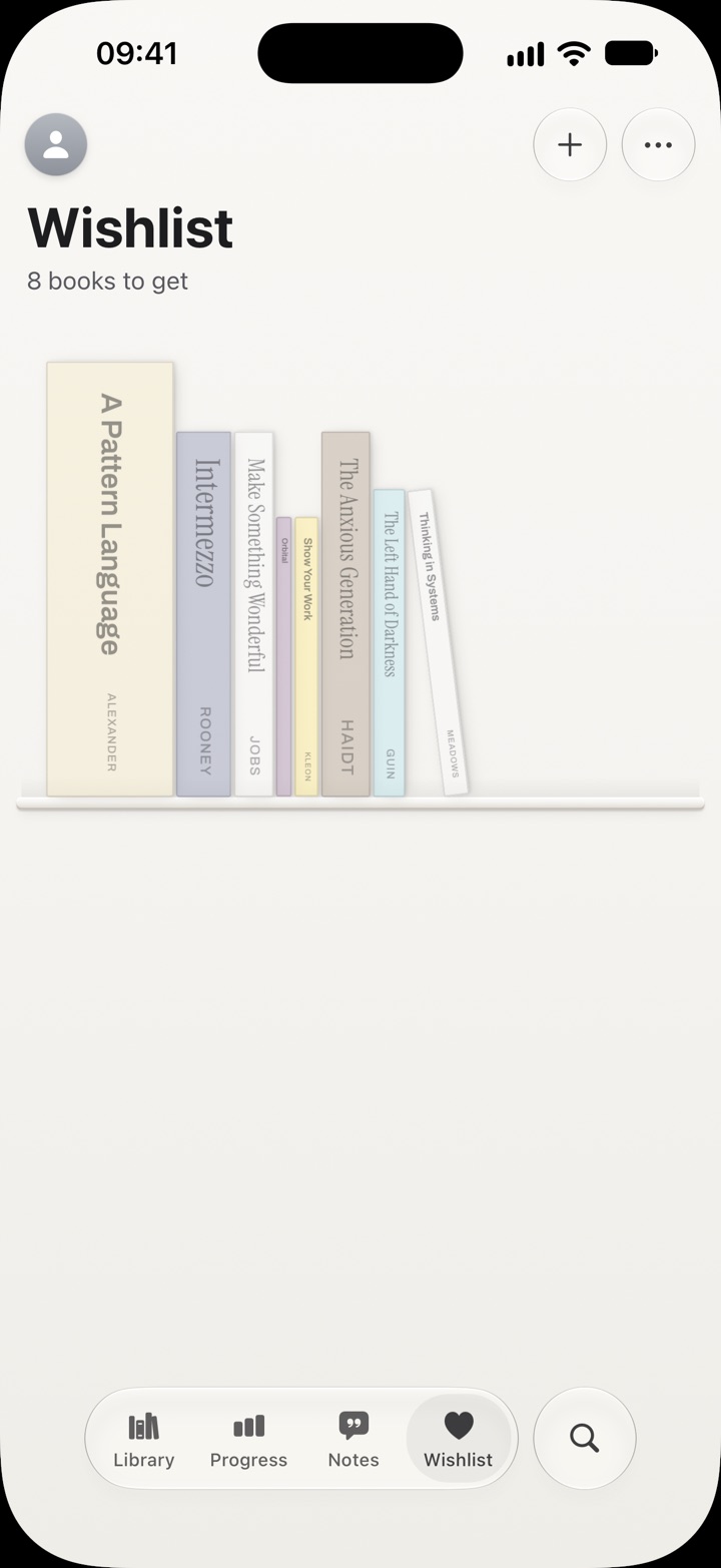 The Wishlist, with see-through spines